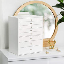 Load image into Gallery viewer, SONGMICS Jewelry Box, 8-Layer Large Jewelry Case, Ideal for Necklaces, Earrings, Sunglasses, Bracelets, Watches, White UJBC11WT