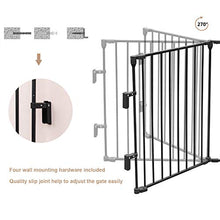Load image into Gallery viewer, Bonnlo 122-Inch Wide Configurable Baby Gate Fireplace Safety Fence/Guard Adjustable 5-Panel Metal Play Yard for Toddler/Pet/Dog Christmas Tree Fence, Includes 4 Pack of Wall Mounts, Black