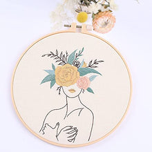 Load image into Gallery viewer, REEWISLY 4 pcs of Embroidery Starter kit with Patterns and Instructions, DIY Adult Beginner Cross Stitch Kits, Including 2 Plastic Embroidery Rings, 1 Pair of Scissors, Colored Threads and Needles