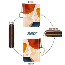 Load image into Gallery viewer, Nipichsha Credit Card Holder, Small RFID Card Wallet for Women, Slim Leather Card Holder Wallet, Credit Card Wallet Organizer, Pocket Business Card Case with Zipper & Keychain (Simple Abstract Art)
