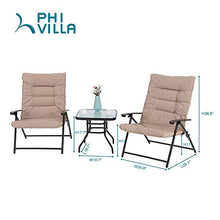 Load image into Gallery viewer, PHI VILLA Patio 3 PC Padded Folding Chair Set Adjustable Reclining 2 Position, Beige