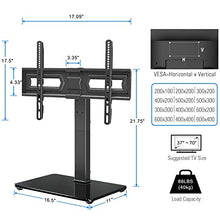Load image into Gallery viewer, MOUNTUP Universal TV Stand, Table Top TV Stands for 37 to 70 Inch Flat Screen TVs - Height Adjustable, Tilt, Swivel TV Mount with Tempered Glass Base Holds up to 88 lbs, Max VESA 600x400mm MU0031