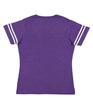 Load image into Gallery viewer, LAT Ladies' Fine Jersey Short Sleeve Football Tee (Vintage Purple/Blended White, XX-Large)