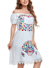 Load image into Gallery viewer, YZXDORWJ Women Mexican Embroidered Dress Short Sleeve (XXL, 36W)