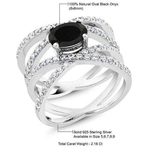 Load image into Gallery viewer, Gem Stone King 925 Sterling Silver Black Onyx Criss Cross Women's Ring (2.18 Cttw Oval Gemstone Birthstone) (Size 9)