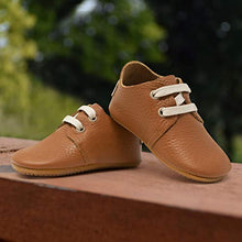Load image into Gallery viewer, Ella Bonna Oxford Baby Boy Shoes, Rubber Sole, Leather Baby Shoes, Toddler Girl Baby Walking Shoes, Newborn Infant Mini Kids Crib Baby Moccasins (Taba, US 4)