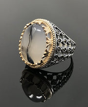 Load image into Gallery viewer, KAR Rare Find 925K Sterling Silver Yemeni Agate(Aqeeq) Men's Ring P5D (10)