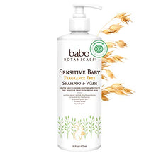 Load image into Gallery viewer, Babo Botanicals Sensitive Baby 2-in-1 Shampoo & Wash With Natural Oat Protein, Shea and Cocoa Butter, Fragrance-Free, Vegan - 16 oz.