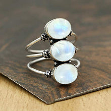 Load image into Gallery viewer, Moonstone Ring Size 5 925 Silver Overlay Vintage Style Handmade Jewelry