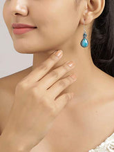 Load image into Gallery viewer, YoTreasure Larimar & Blue Topaz Solid Sterling Silver Designer Earrings