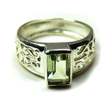 Load image into Gallery viewer, 55Carat Genuine Green Amethyst Ring for Men Silver Band Rectangle Shape Feburary Birthstone Pcs Size 4-13