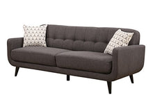 Load image into Gallery viewer, AC Pacific Crystal Collection Upholstered Charcoal Mid-Century 3-Piece Living Room Set with Tufted Sofa, Loveseat, and Arm Chair and 4 Accent Pillows, Charcoal