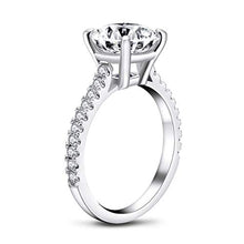 Load image into Gallery viewer, AINUOSHI 3 Carat Round Cut Cubic Zirconia Ring 925 Sterling Silver High Setting Women Wedding Engagement Rings(9.5)