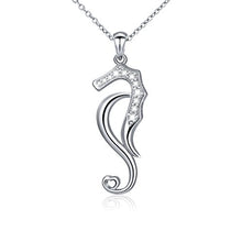 Load image into Gallery viewer, 925 Sterling Silver White Cubic Zirconia Seahorse Charm Pendant Necklace for Women Teen Girls (Pendant Necklace with Gift Box)