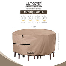 Load image into Gallery viewer, ULTCOVER Round Patio Furniture Cover - Outdoor Waterproof Table with Chair Set Cover 108 inch
