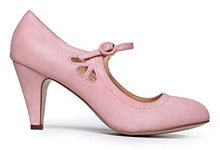 Load image into Gallery viewer, Kitten Heels Mary Jane Pumps By Zooshoo- Adorable Vintage Shoes- Unique Round Toe Design With An Adjustable Strap,Rose Pink,5.5 B(M) US