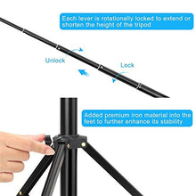 Load image into Gallery viewer, Selfie Stick Tripod,54" Extendable Tripod Stand with Cell Phone Mount Holder & Rechargeable Wireless Remote,Lightweight, Compatible with iPhone & Android Phone,Camera,Gopro