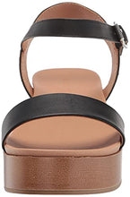 Load image into Gallery viewer, Amazon Essentials Women's Two Band Flatform Sandal Flat, Black PU, 8 B US