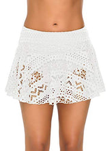 Load image into Gallery viewer, REKITA Womens Swim Skirt Lace Crochet Skort Bikini Bottom (M, White)