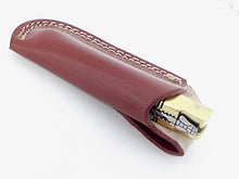 Load image into Gallery viewer, Damascus Knives Laguiole Style Pocket Knife Ram Horn & Turquoise Handle With Leather Sheath Made in Ancient Persian Indus Valley