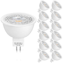 Load image into Gallery viewer, 12 Pack MR16 LED Bulbs 50W Halogen Equivalent, 2700K Warm White, 5W GU5.3 MR16 12V Spotlight Bulb, Non-Dimmable,45 Degree Beam Angle for Landscape, Recessed, Track Lighting