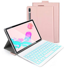 Load image into Gallery viewer, Bluetooth Backlit Keyboard Case for Samsung Galaxy Tab S6 10.5, Detachable Wireless Keyboard US Layout with Leather Cover for Samsung Galaxy Tab S6 T860 / T865 10.5, Rose Gold