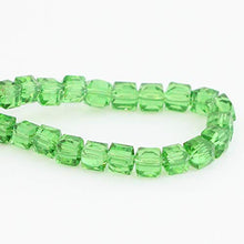 Load image into Gallery viewer, 5 Strands Czech Cube Crystal Glass Loose Beads 8mm Peridot Green (~475-500pcs) for Jewelry Craft Making Supplies CCC816