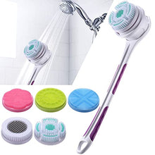 Load image into Gallery viewer, SoulBay Electric Body Brush with 5 Attachments: Rechargeable Back Brush IPX7 Long Handle Exfoliating Spin Scrubber for Shower Bathing Cleansing Wash Deep Cleaning
