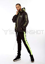 Load image into Gallery viewer, SCREENSHOTBRAND-S41700 Mens Hip Hop Premium Slim Fit Track Pants - Athletic Jogger Bottom with Side Taping-BK/NE-Medium