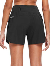 Load image into Gallery viewer, BALEAF Womens 5 Inches Knit Waistband Running Shorts with Liner Quick Dry Lounge Gym Walking Lined Shorts Back Zipper Pocket Black Size XS