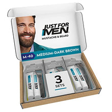 Load image into Gallery viewer, Just For Men Mustache & Beard, Beard Coloring for Gray Hair, With Biotin Aloe and Coconut Oil for Healthy Facial Hair, Dark Brown, M-45 (Pack of 3, Ecomm Friendly Packaging)