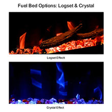 Load image into Gallery viewer, Mystflame 50 inch Electric Fireplace - Ultra Slim Frame - in Wall Recessed & Wall Mounted - Multicolor Flame - Log & Crystal Hearth - 1500/750 Watt Heater - Remote Control & Touch Screen - Timer