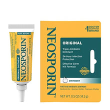 Load image into Gallery viewer, Neosporin Original First Aid Antibiotic Ointment with Bacitracin, Zinc for 24-Hour Infection Protection, Wound Care Treatment and The Scar Appearance Minimizer for Minor Cuts, Scrapes and Burns.5 Oz