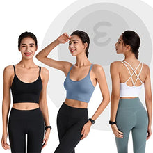 Load image into Gallery viewer, Evercute Cross Back Sport Bras Padded Strappy Criss Cross Cropped Bras for Yoga Workout Fitness Low Impact