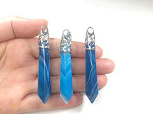 Load image into Gallery viewer, Hexagonal Pile Blue Agate Gemstone Pendant Necklace Healing Crystal Reiki Chakra Gem Stones 26 Inch (1pc) Great Gift GGP26-B3