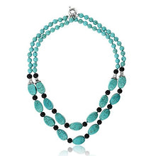Load image into Gallery viewer, Gem Stone King 18 Inch Stunning Beads Simulated Turquoise Howlite Double Necklace and Earrings Set for Women