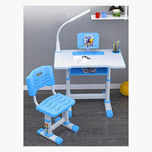 Load image into Gallery viewer, Boliaman Kids Desk and Chair Set, Adjustable Height Children Study Table and Chair, with LED Light Writing Desk Combined, Kids Home School Use Anti-Reflective with Reading Board Pull-Out Drawer
