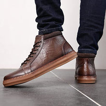 Load image into Gallery viewer, Arkbird Fashion Men's Leather Sneaker Boots Mid-Top Casual Oxford Walking Shoes for Men Khaki Man Size 12