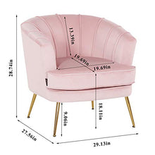 Load image into Gallery viewer, Artechworks Modern Velvet Barrel Chair Accent Armchair with Golden Legs for Living Room Bedroom Home Office, Channel Tufted Back Club Chair, Pink