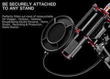 Load image into Gallery viewer, Mic Pop Filter, Professional Metallic Mic Pop Filter Mesh for Blue Yeti and Any Other Mic, ARISEN Dual Layered Microphone Pop Filter, Mic Filter with A Flexible 360° Gooseneck Clip Stabilizing Arm