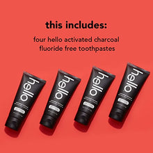 Load image into Gallery viewer, hello Activated Charcoal Epic Teeth Whitening Fluoride Free Toothpaste, Fresh Mint and Coconut Oil, Vegan, SLS Free, Gluten Free and Peroxide Free, 4 Oz, Pack of 4