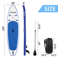 Load image into Gallery viewer, Caroma 126inch Inflatable Stand Up Paddle Board, Premium SUP Accessories, Bottom Fin for Paddling, Leash, Hand Pump and Backpack, Non-Slip Deck, Youth & Adult Standing Boat (Navy Blue, 126inch)