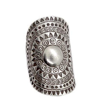 Load image into Gallery viewer, Sterling Silver Solar Mandala Boho Long Statement Ring, Handmade Star symbol Ethnic Adjustable Gypsy Hippie ring
