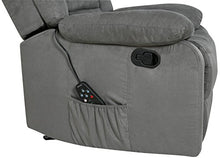 Load image into Gallery viewer, RelaxZen Longstreet Rocker Recliner with Massage, Heat and Dual USB ports, Gray