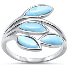 Load image into Gallery viewer, Oxford Diamond Co Sterling Silver Natural Larimar Olive Branch Tree Leaf Ring Sizes 7