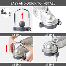 Load image into Gallery viewer, METOWARE Trailer Coupler Lock Universal Adjustable Heavy-Duty Steel Trailer Hitch Lock, Anti Theft Trailer Ball Lock Towing Lock for Towing Caravan Trailer Security Fits 1-7/8",2”, 2-5/16" Coupler