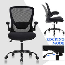 Load image into Gallery viewer, Office Chair Ergonomic Desk Chair Mesh Computer Chair Swivel Rolling Mid Back Task Chair with Lumbar Support Flip-up Arms Massage Adjustable Chair for Women Adults(Black)