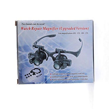 Load image into Gallery viewer, Kumiy 10X 15X 20X 25X Head Mount Magnifier with LED Light, Double Eye Loupe Jeweler Magnifying Glasses with 4 Replaceable Lenses, Watch Repair Magnifier