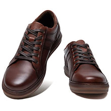 Load image into Gallery viewer, Men's Casual Oxford Sneakers Fashion Design Walking Shoes Brown Leather Daily Flats Slip On Shoe for Men Size 9
