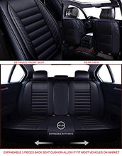Load image into Gallery viewer, OASIS AUTO OS-001 Leather Car Seat Covers, Faux Leatherette Automotive Vehicle Cushion Cover for 5 Passenger Cars & SUV Universal Fit Set for Auto Interior Accessories (Full Set, Black)